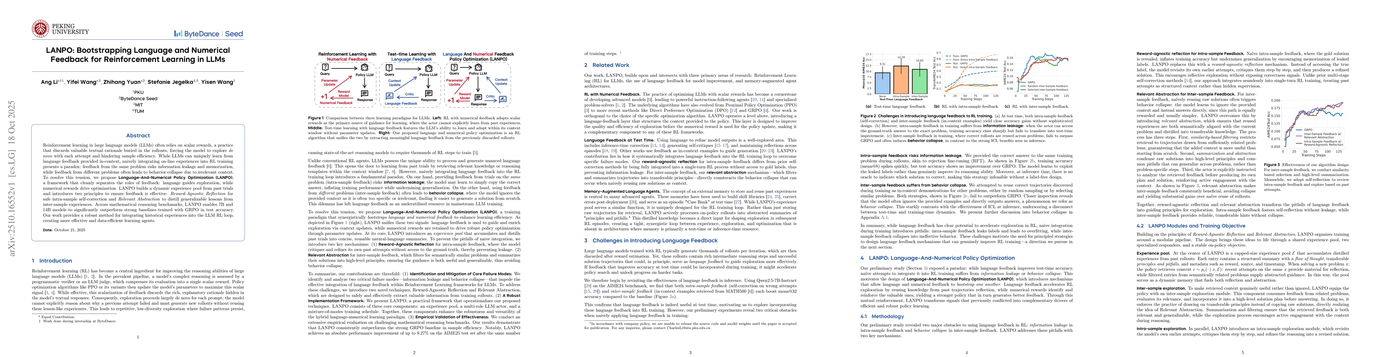 Thumbnail for LANPO: Bootstrapping Language and Numerical Feedback for Reinforcement
  Learning in LLMs