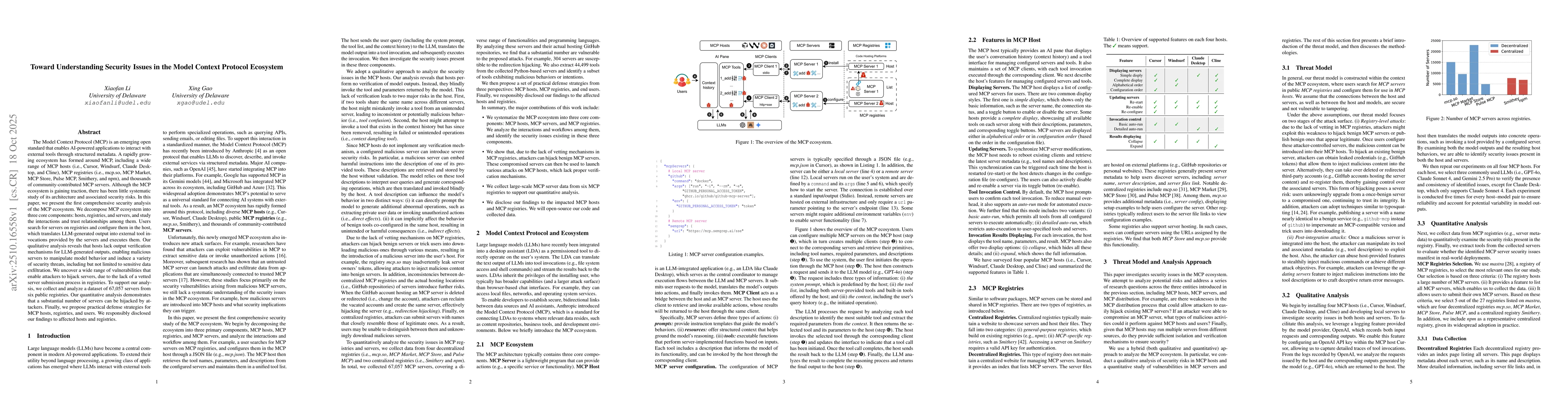 Thumbnail for Toward Understanding Security Issues in the Model Context Protocol
  Ecosystem