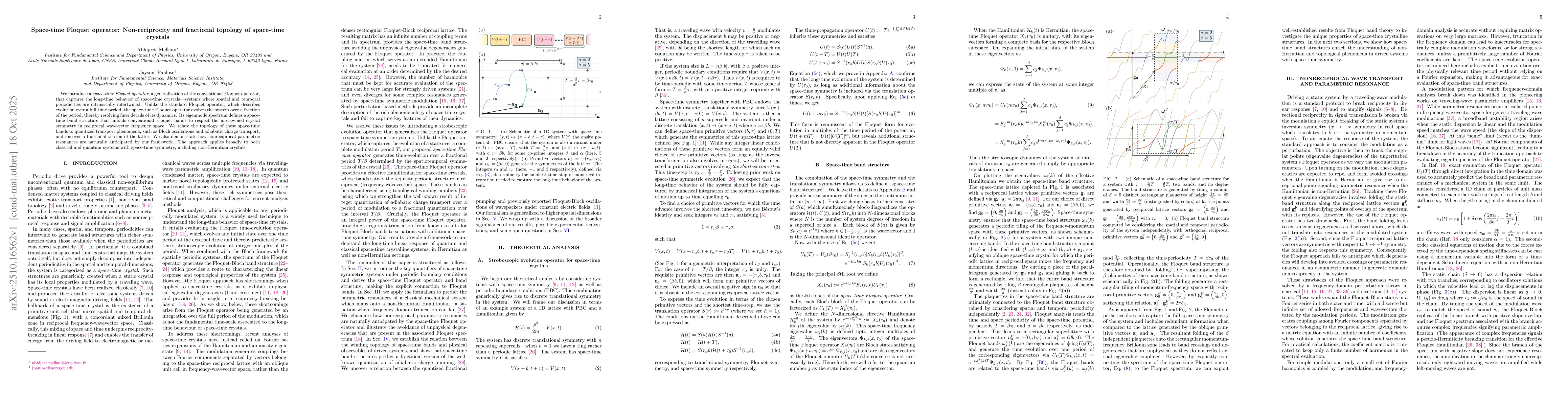 Thumbnail for Space-time Floquet operator: Non-reciprocity and fractional topology of
  space-time crystals