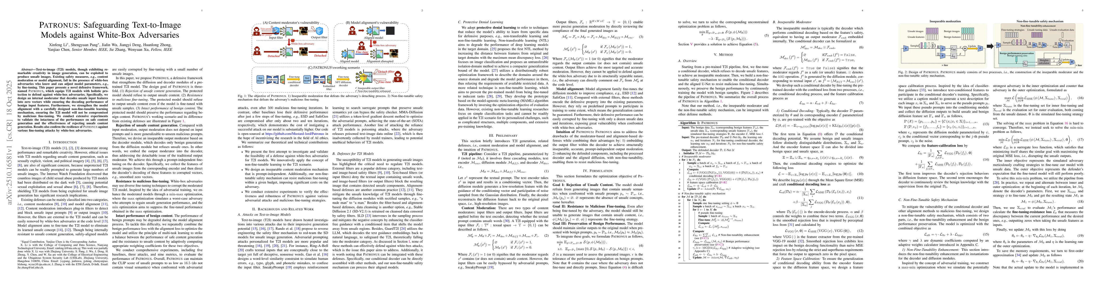 Thumbnail for Patronus: Safeguarding Text-to-Image Models against White-Box
  Adversaries