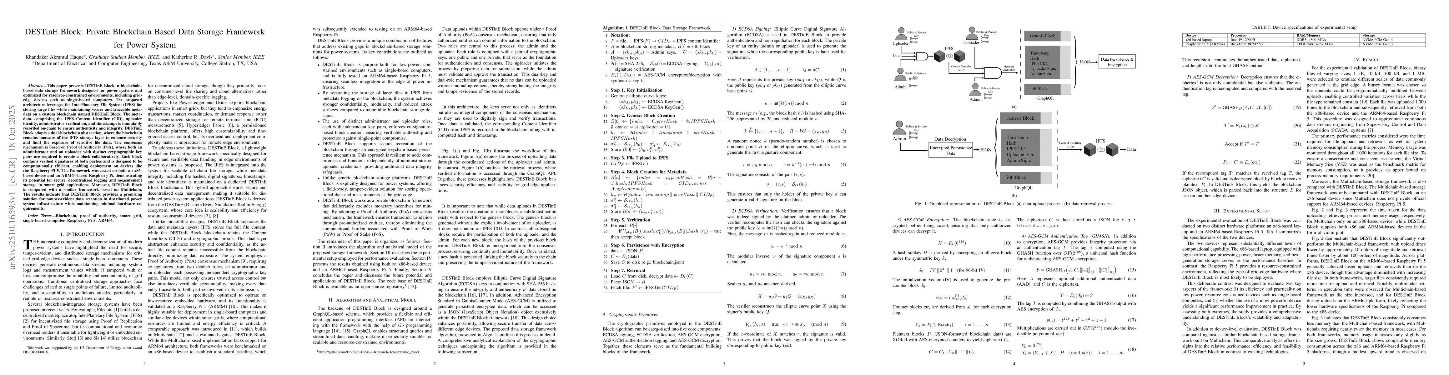 Thumbnail for DESTinE Block: Private Blockchain Based Data Storage Framework for Power
  System