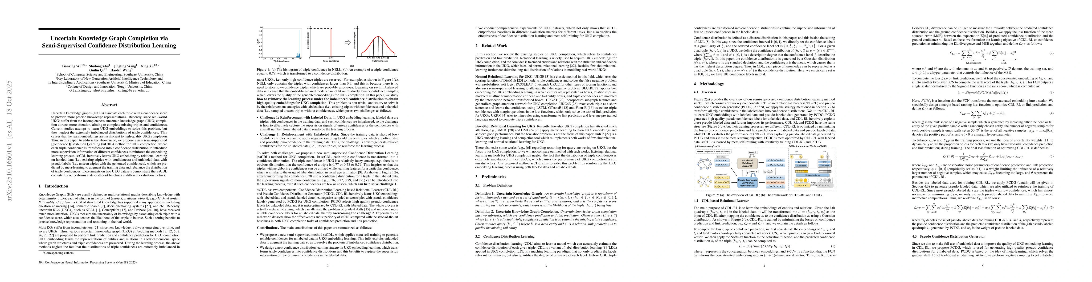 Thumbnail for Uncertain Knowledge Graph Completion via Semi-Supervised Confidence
  Distribution Learning