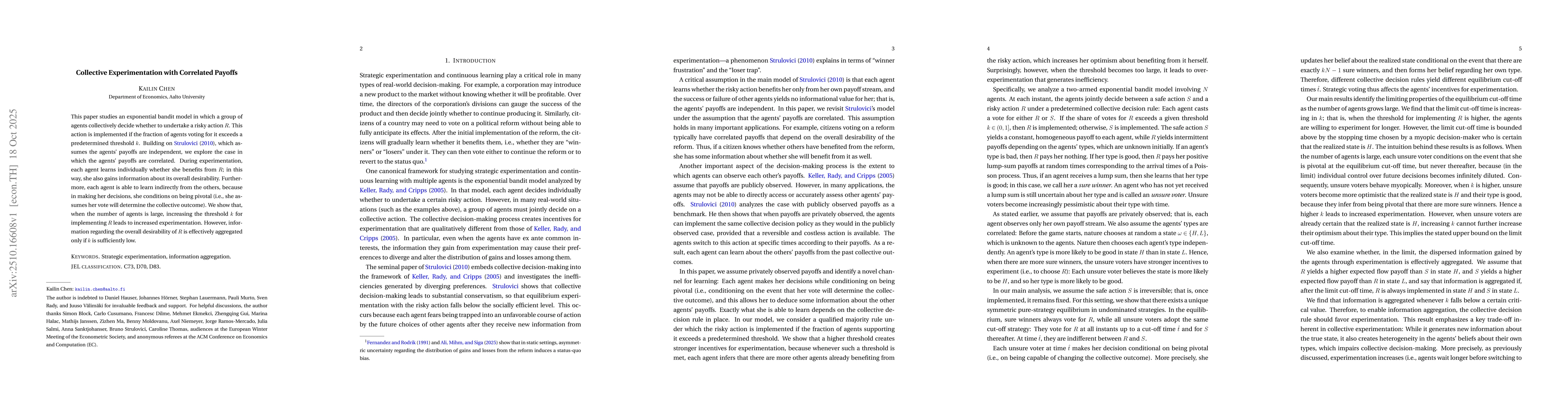 Thumbnail for Collective Experimentation with Correlated Payoffs