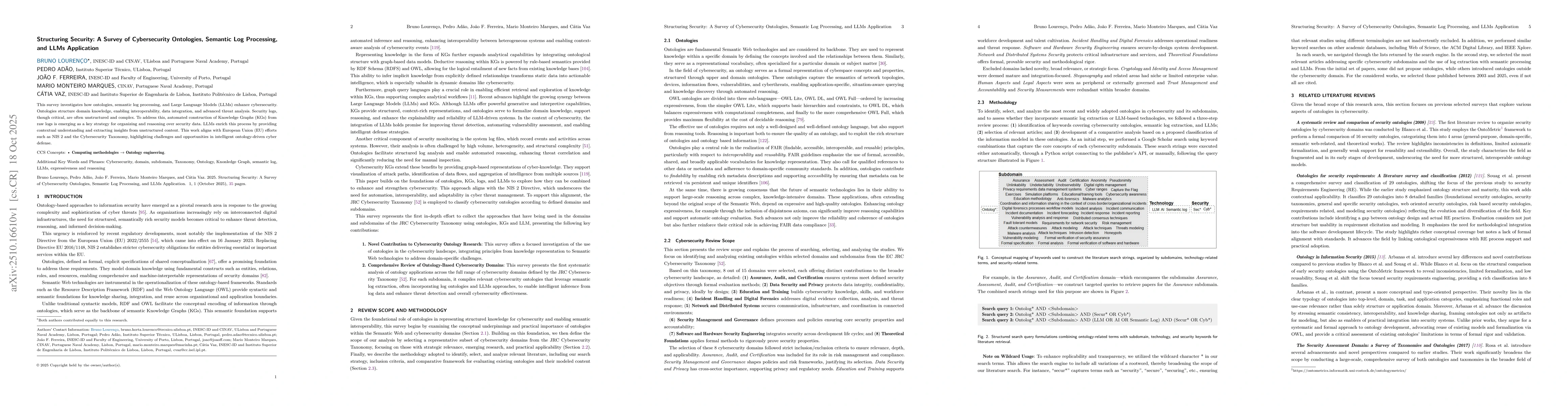 Thumbnail for Structuring Security: A Survey of Cybersecurity Ontologies, Semantic Log
  Processing, and LLMs Application