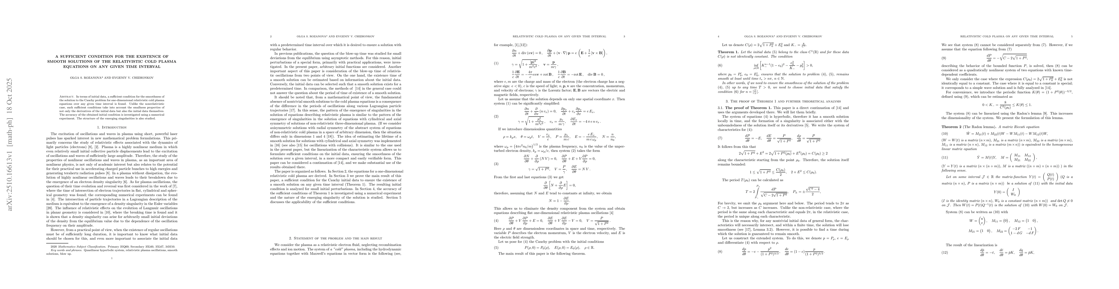 Thumbnail for A sufficient condition for the existence of smooth solutions of the
  relativistic cold plasma equations on any given time interval