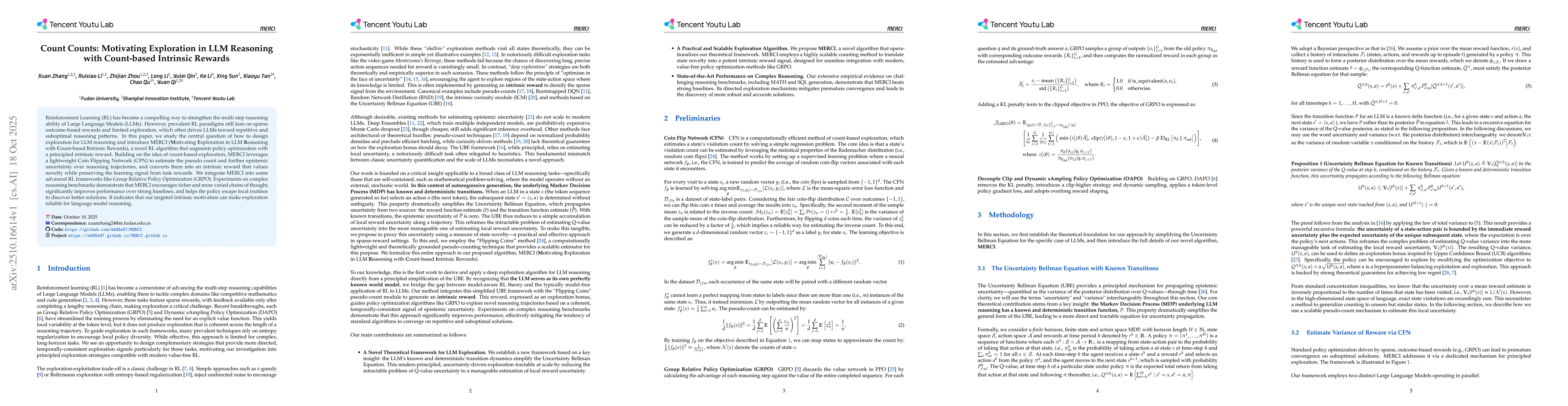Thumbnail for Count Counts: Motivating Exploration in LLM Reasoning with Count-based
  Intrinsic Rewards