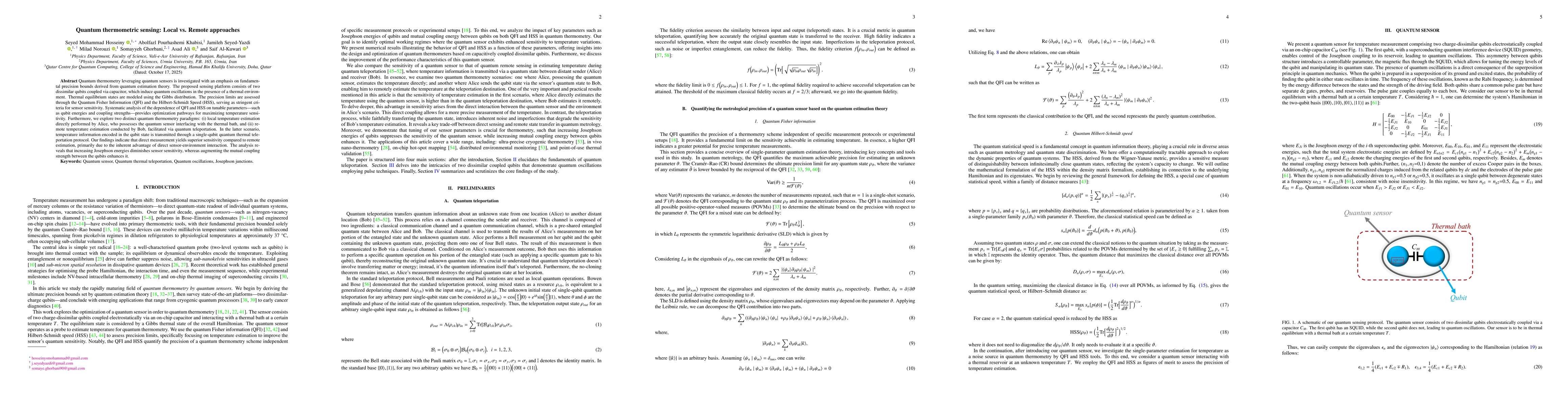 Thumbnail for Quantum thermometric sensing: Local vs. Remote approaches