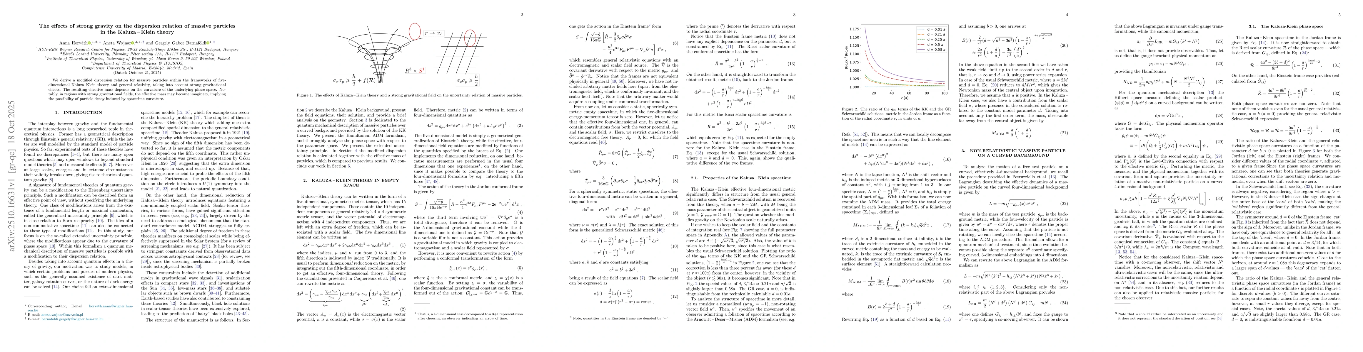 Thumbnail for The effects of strong gravity on the dispersion relation of massive
  particles in the Kaluza-Klein theory