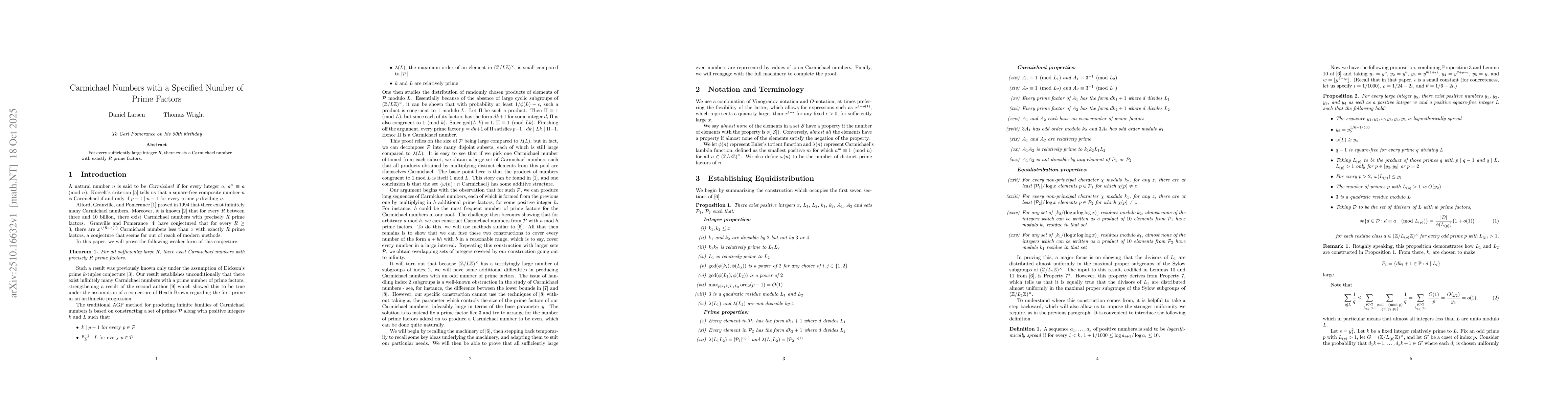 Thumbnail for Carmichael Numbers with a Specified Number of Prime Factors