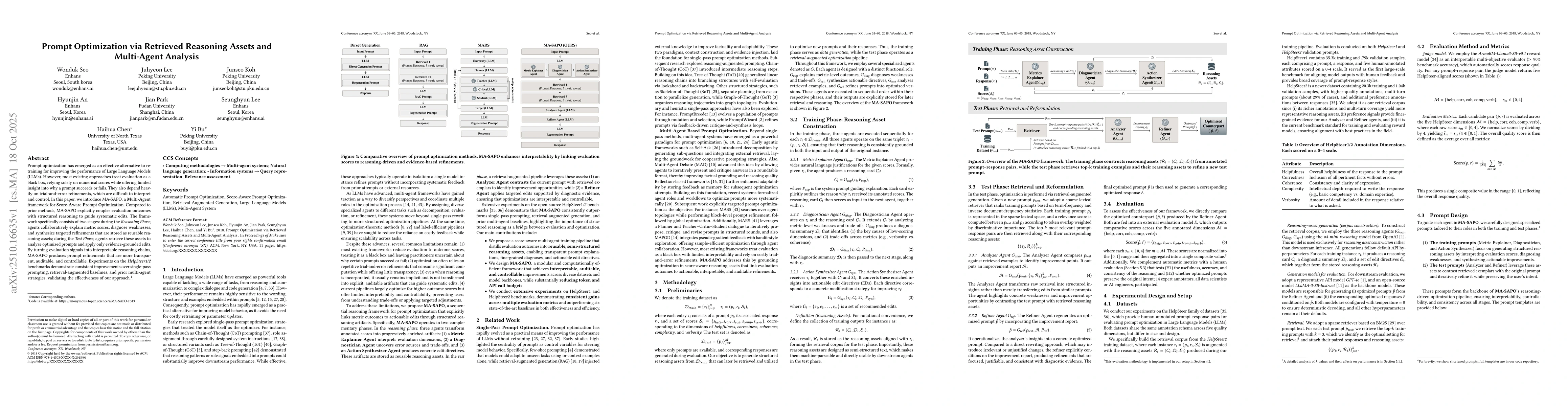 Thumbnail for Prompt Optimization via Retrieved Reasoning Assets and Multi-Agent
  Analysis