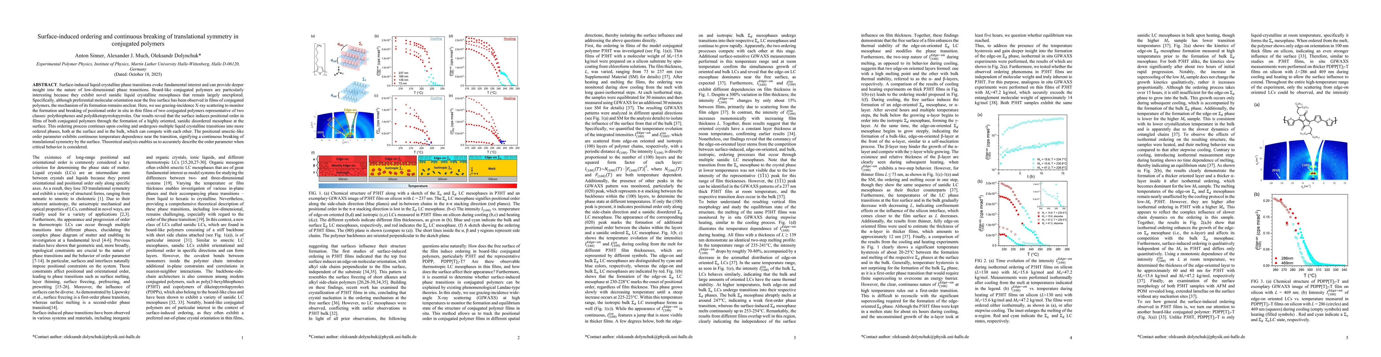 Thumbnail for Surface-induced ordering and continuous breaking of translational
  symmetry in conjugated polymers