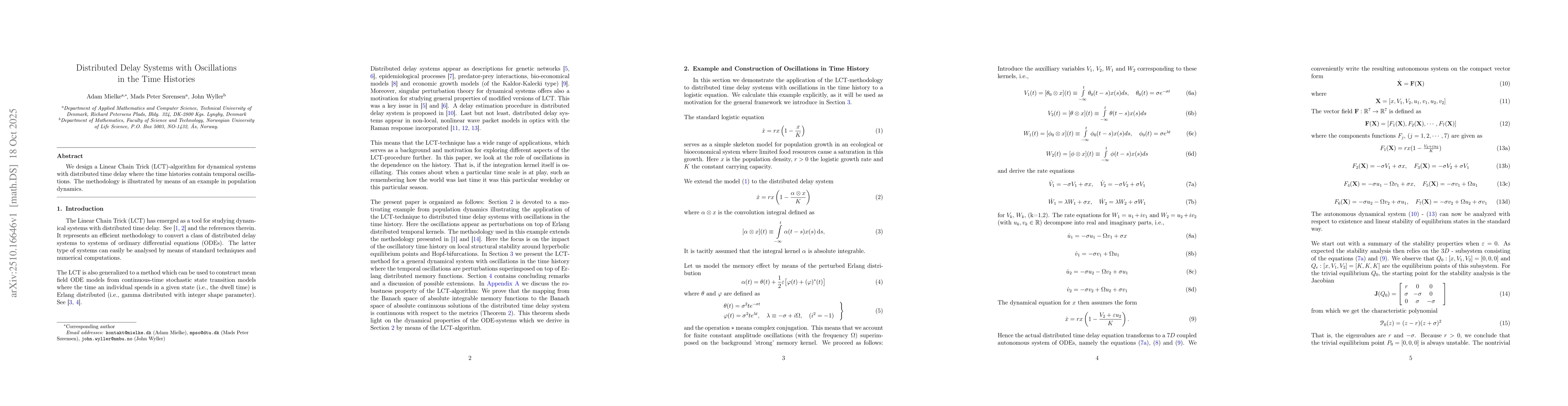 Thumbnail for Distributed Delay Systems with Oscillations in the Time Histories