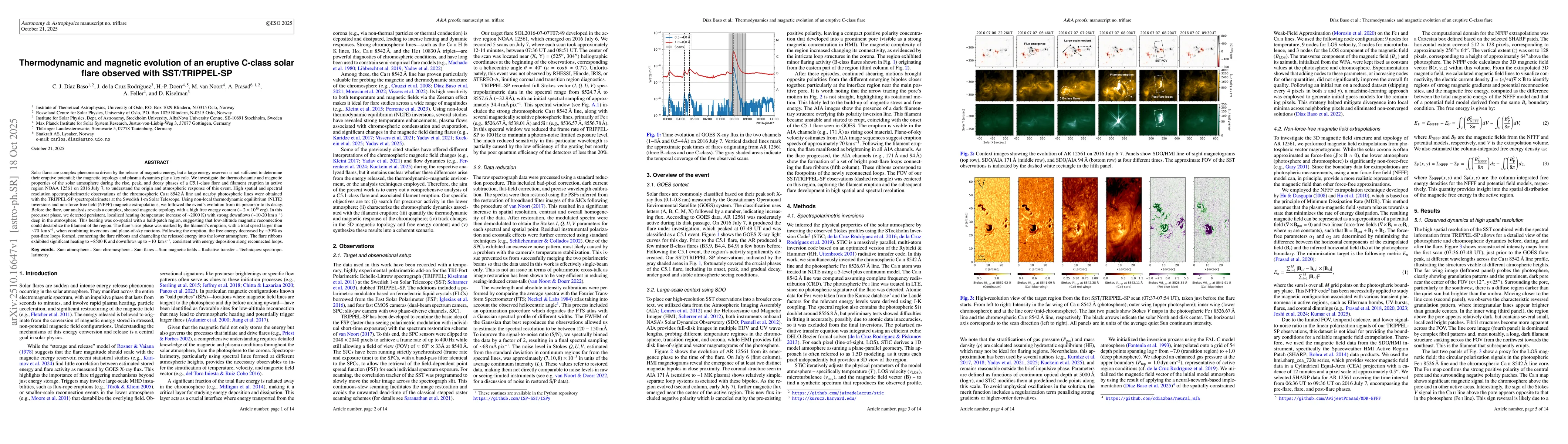 Thumbnail for Thermodynamic and magnetic evolution of an eruptive C-class solar flare
  observed with SST/TRIPPEL-SP