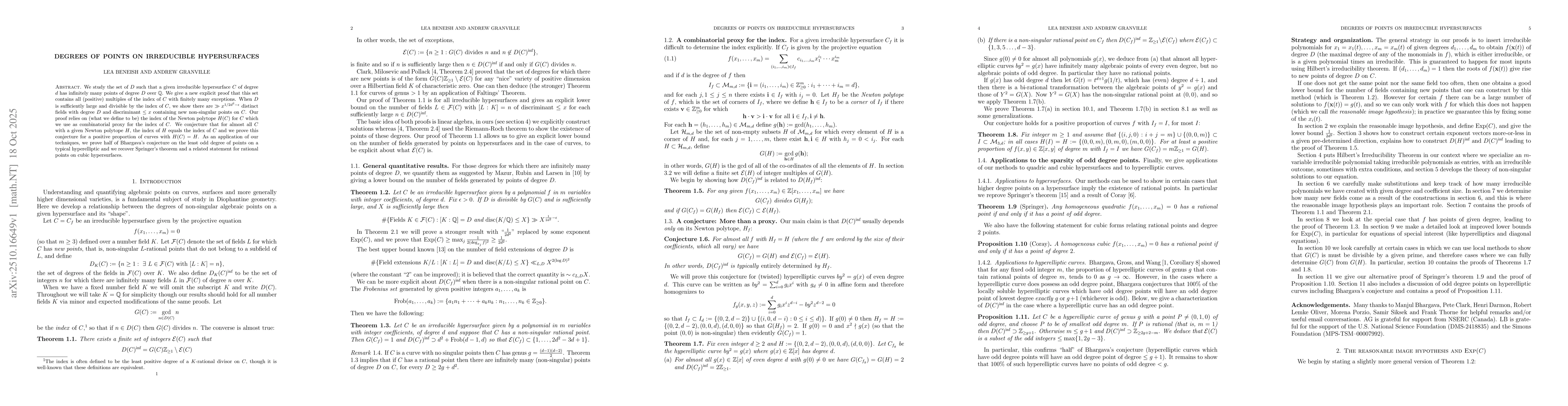 Thumbnail for Degrees of points on irreducible hypersurfaces