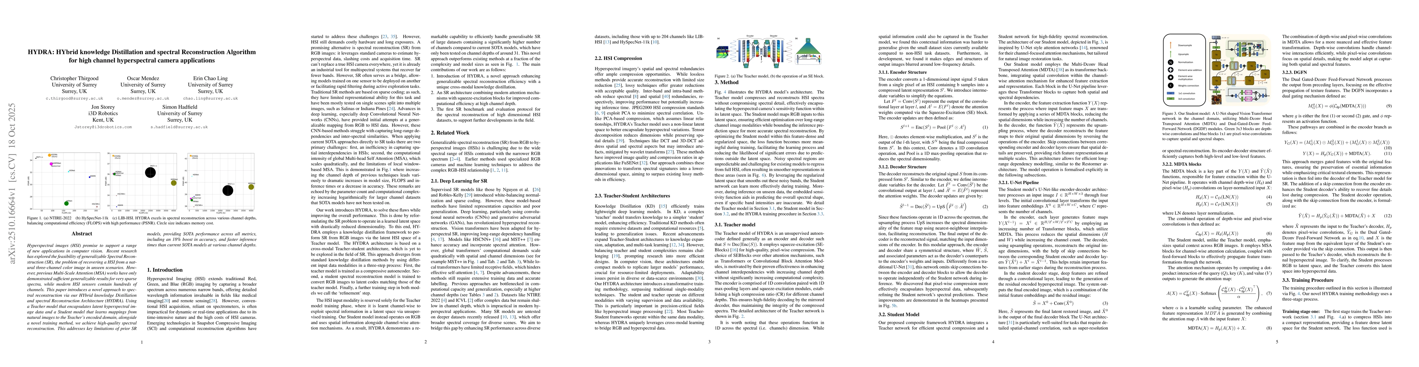 Thumbnail for HYDRA: HYbrid knowledge Distillation and spectral Reconstruction
  Algorithm for high channel hyperspectral camera applications