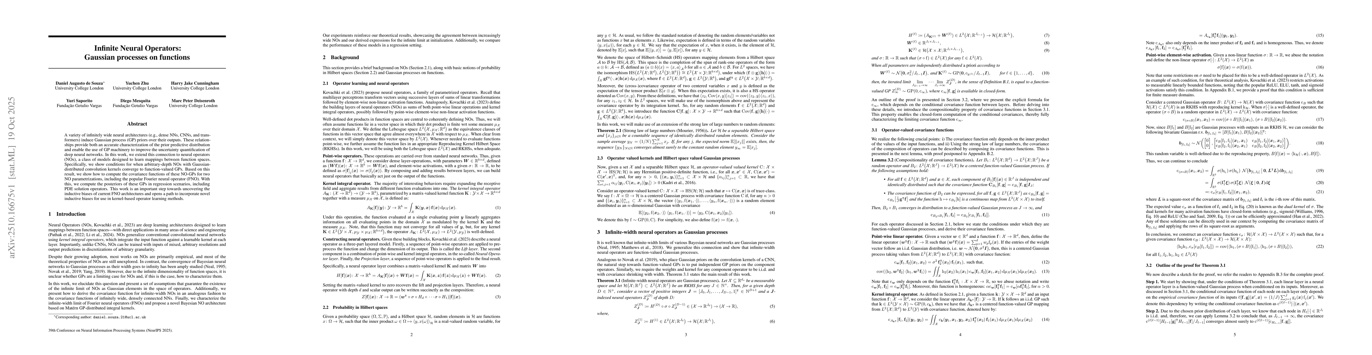 Thumbnail for Infinite Neural Operators: Gaussian processes on functions