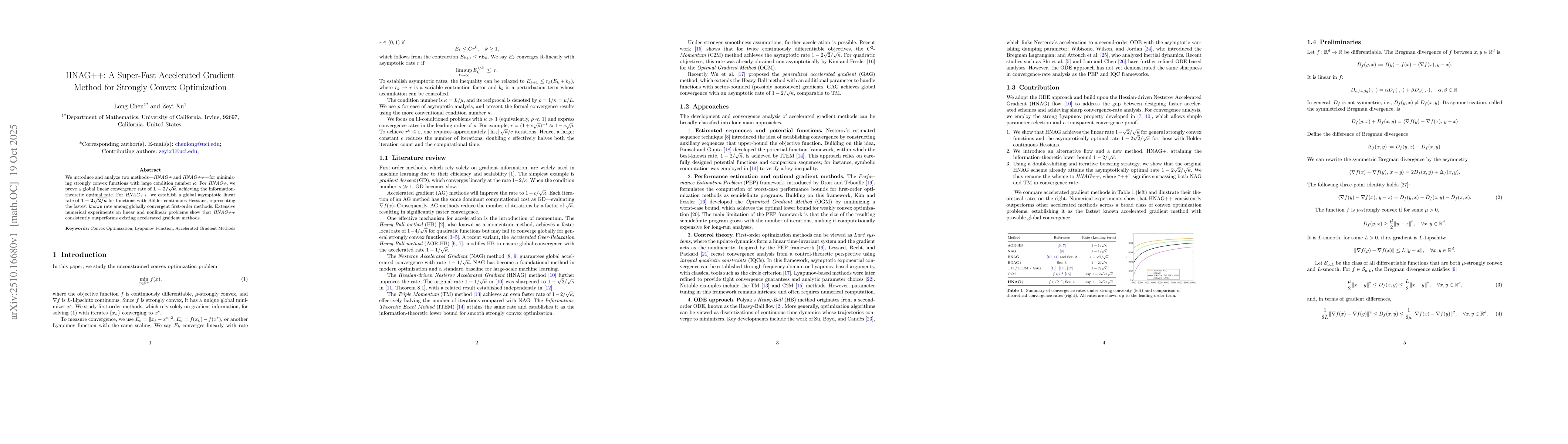 Thumbnail for HNAG++: A Super-Fast Accelerated Gradient Method for Strongly Convex
  Optimization