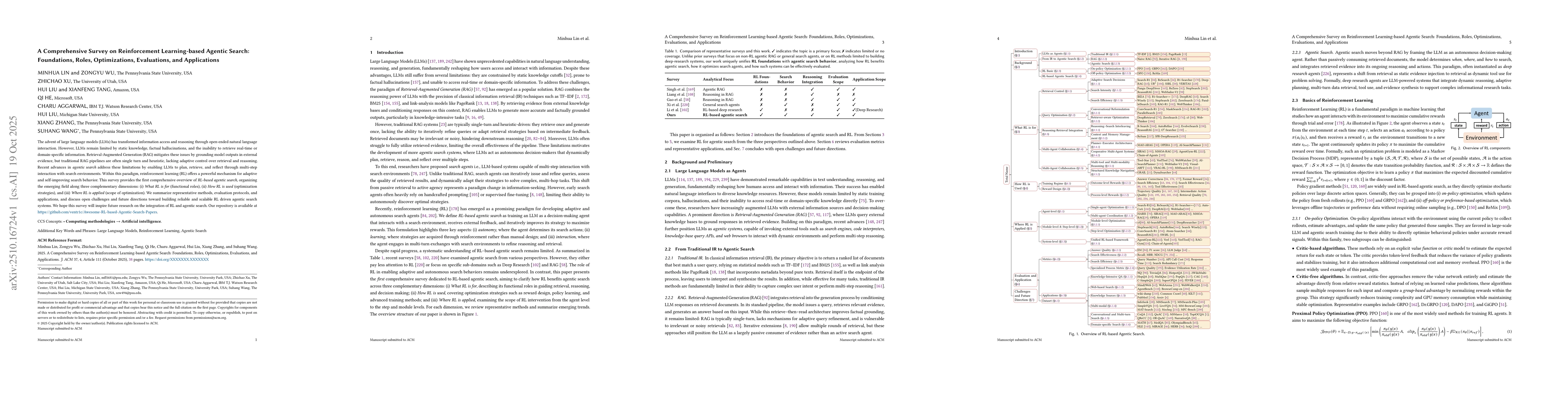 Thumbnail for A Comprehensive Survey on Reinforcement Learning-based Agentic Search:
  Foundations, Roles, Optimizations, Evaluations, and Applications
