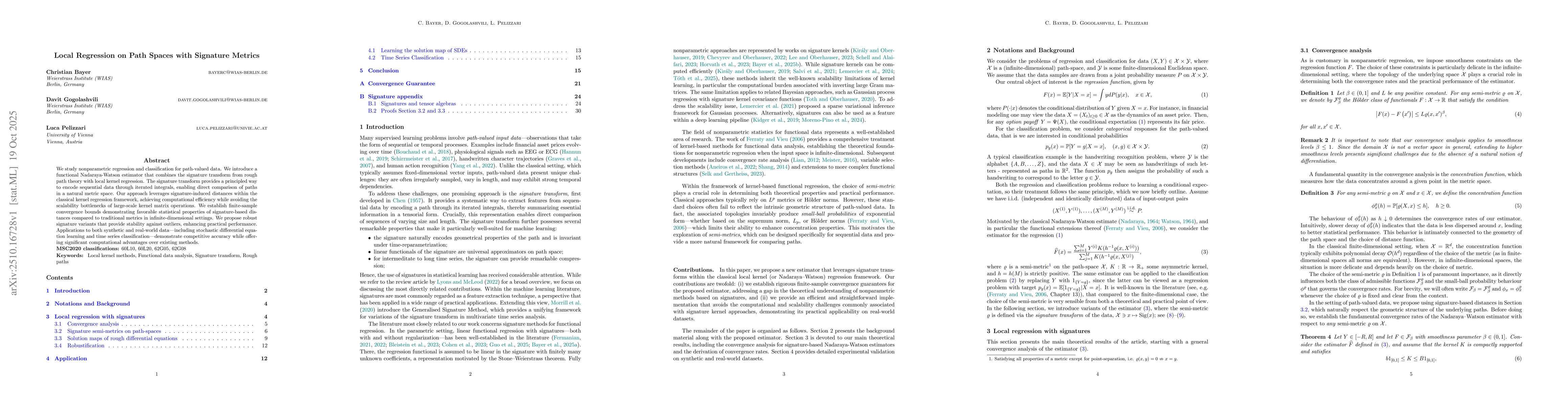 Thumbnail for Local regression on path spaces with signature metrics