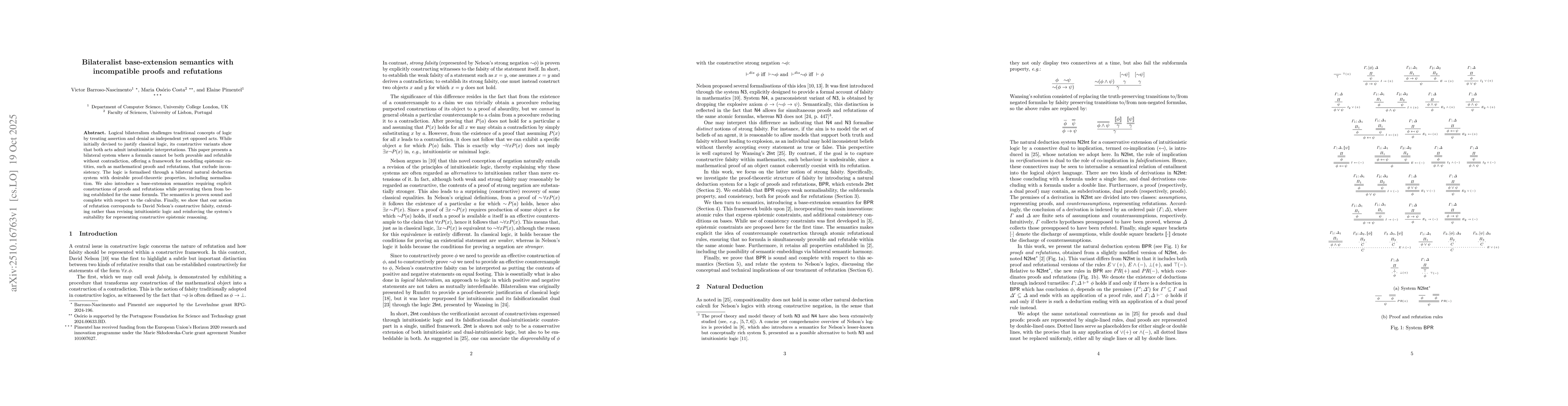 Thumbnail for Bilateralist base-extension semantics with incompatible proofs and
  refutations