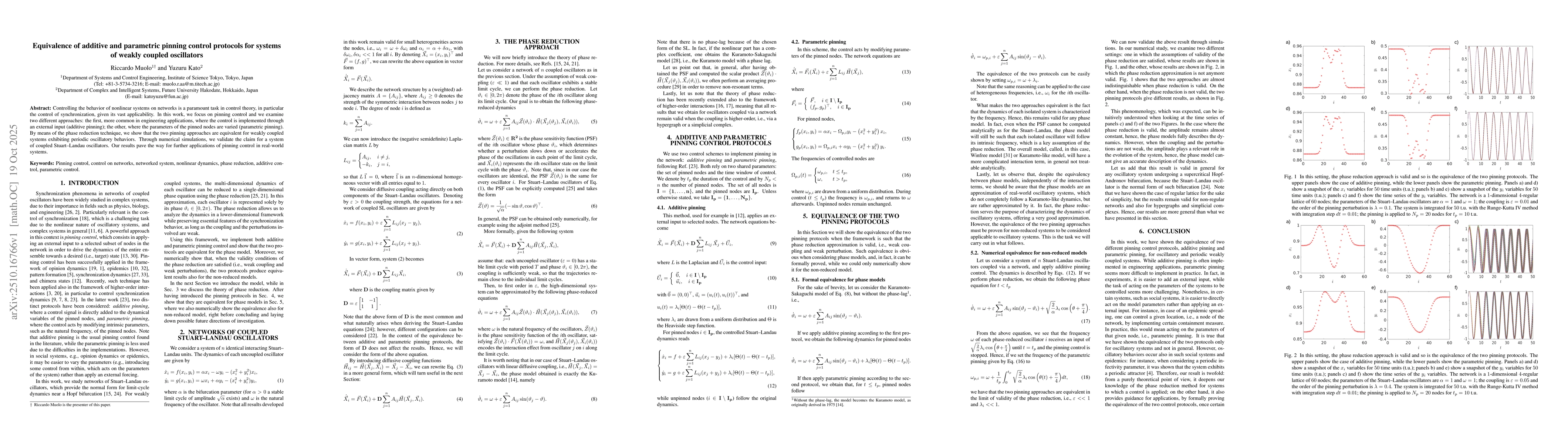 Thumbnail for Equivalence of additive and parametric pinning control protocols for
  systems of weakly coupled oscillators