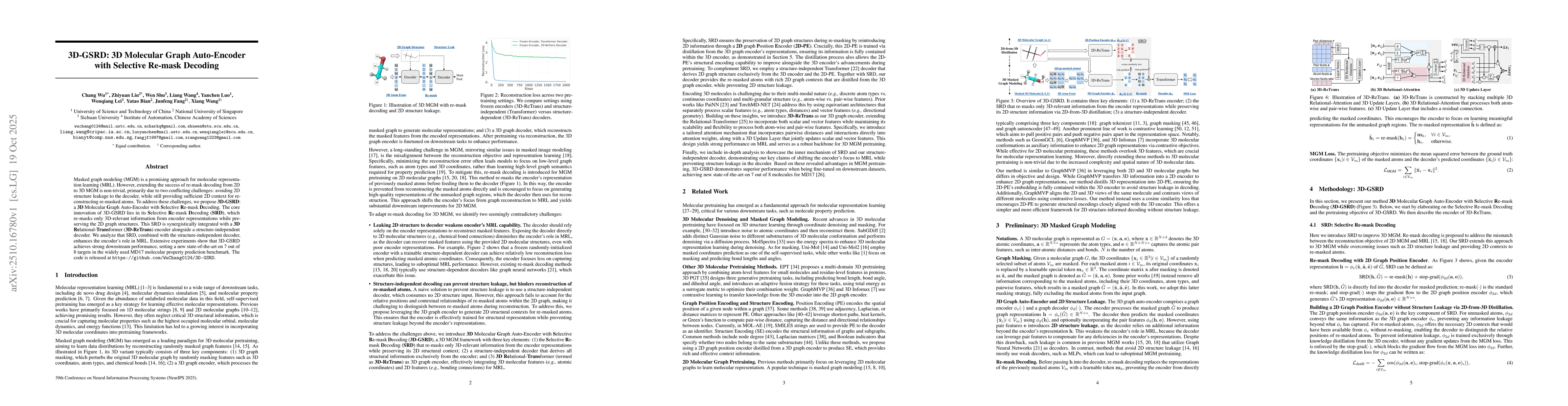 Thumbnail for 3D-GSRD: 3D Molecular Graph Auto-Encoder with Selective Re-mask Decoding