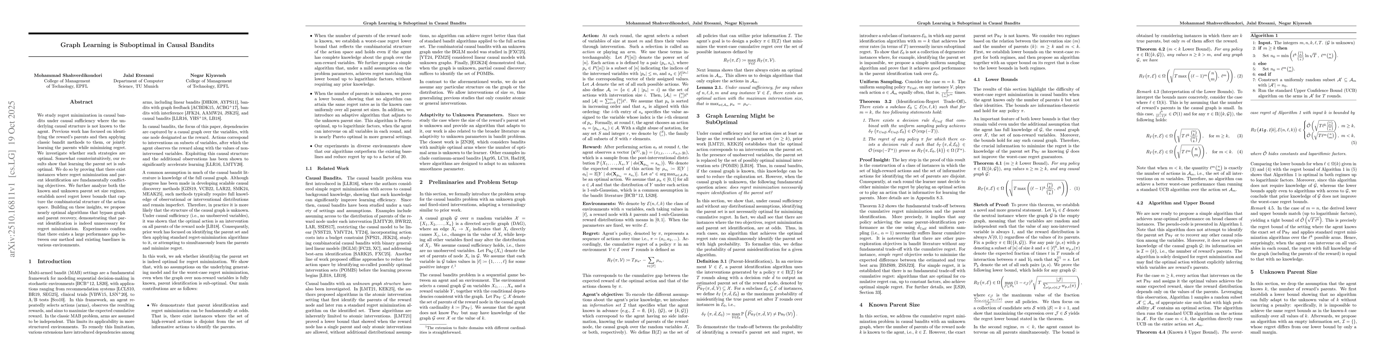 Thumbnail for Graph Learning is Suboptimal in Causal Bandits