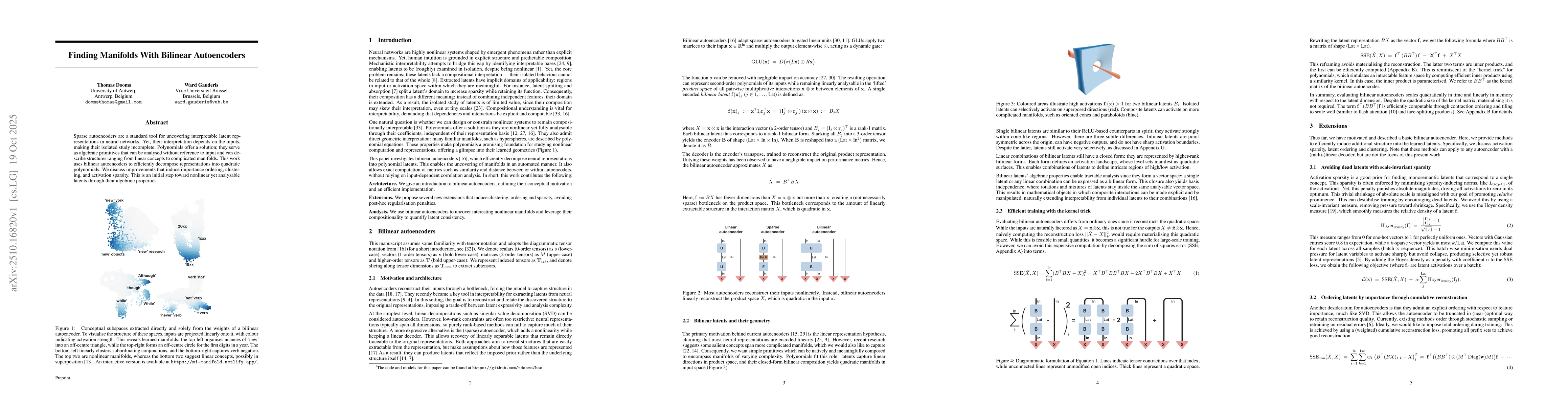 Thumbnail for Finding Manifolds With Bilinear Autoencoders