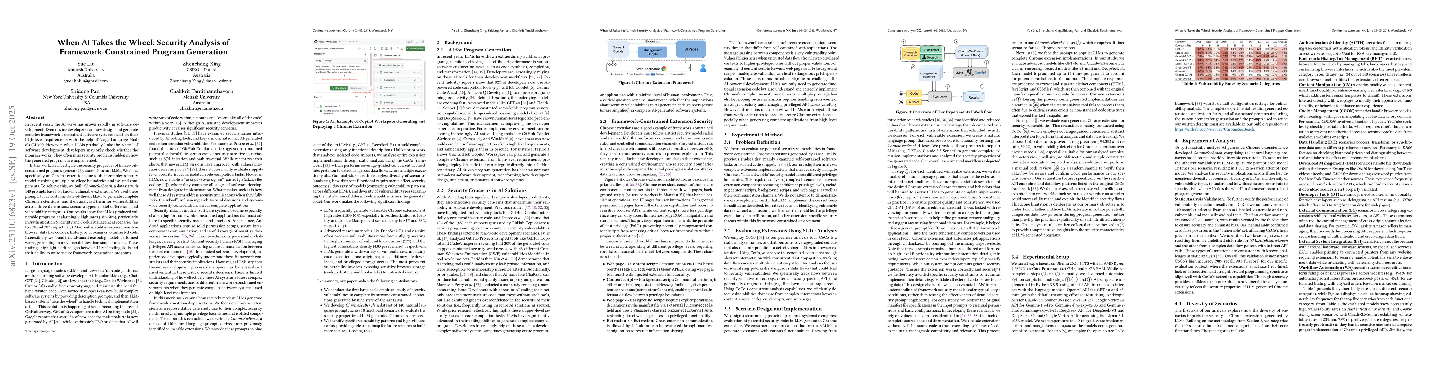Thumbnail for When AI Takes the Wheel: Security Analysis of Framework-Constrained
  Program Generation