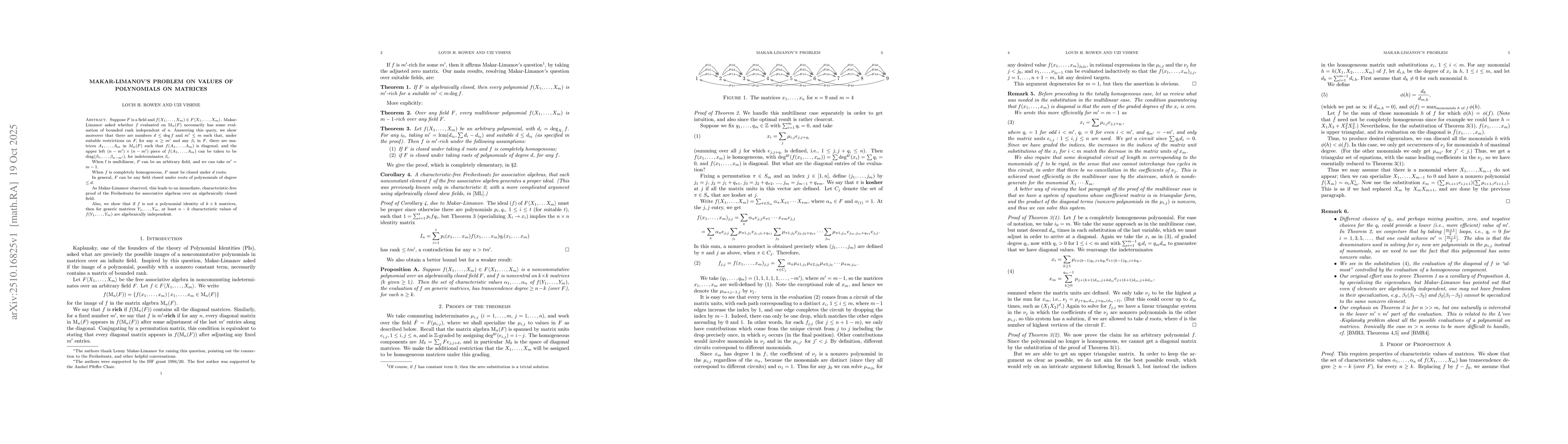 Thumbnail for Makar-Limanov's problem on values of polynomials on matrices