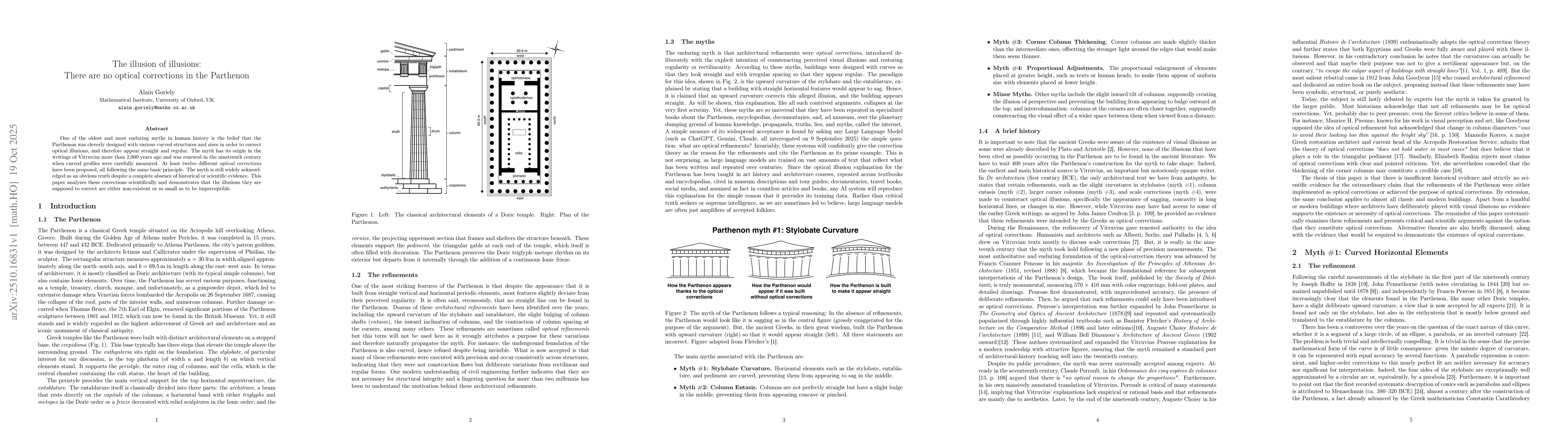 Thumbnail for The illusion of illusions: There are no optical corrections in the
  Parthenon