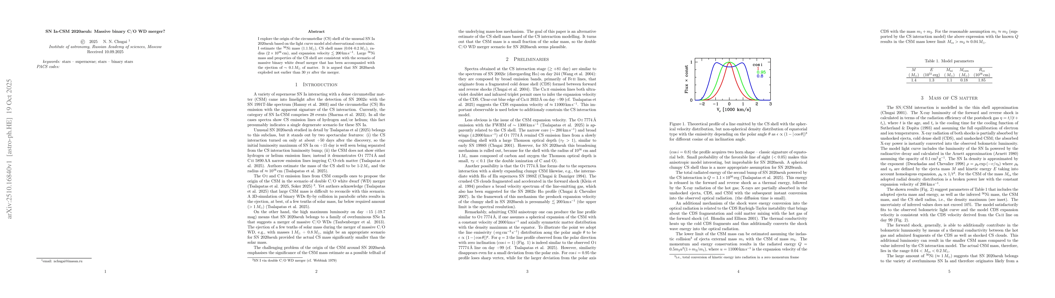 Thumbnail for SN Ia-CSM 2020aeuh: Massive binary C/O WD merger?