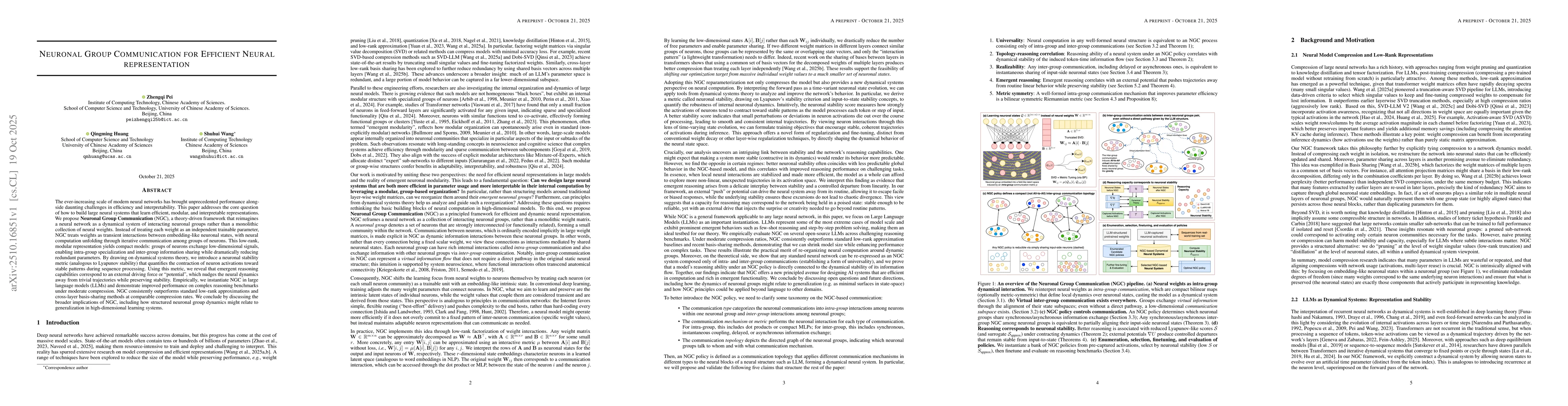 Thumbnail for Neuronal Group Communication for Efficient Neural representation