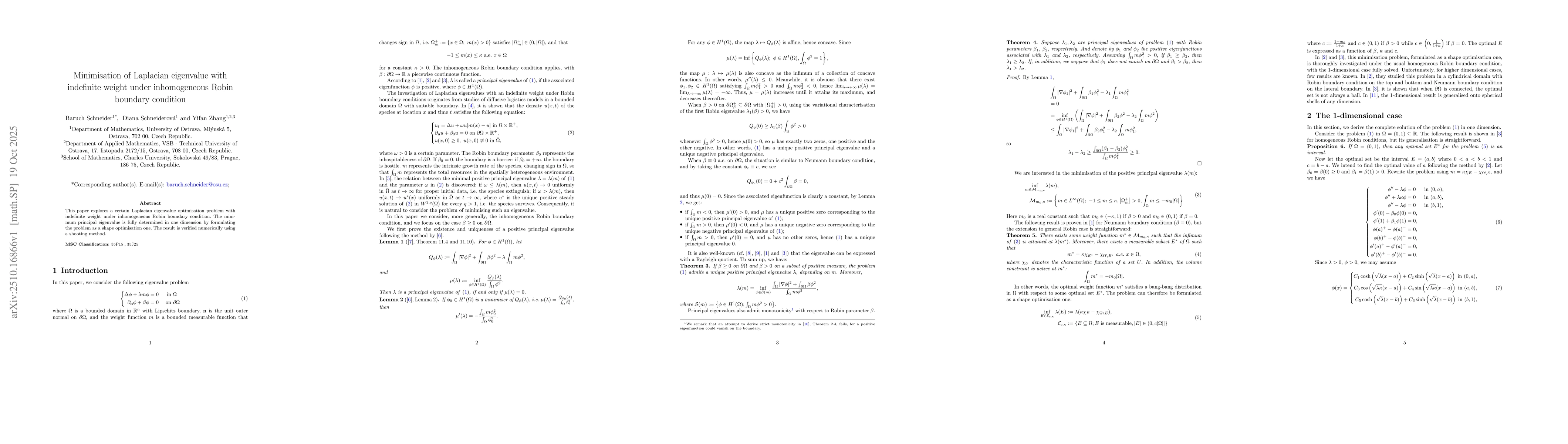 Thumbnail for Minimisation of Laplacian eigenvalue with indefinite weight under
  inhomogeneous Robin boundary condition