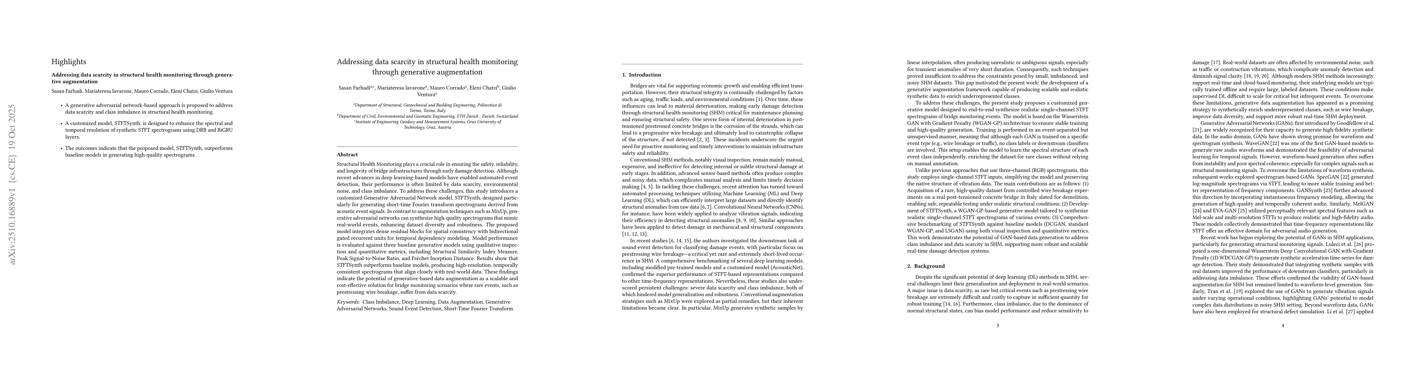 Thumbnail for Addressing data scarcity in structural health monitoring through
  generative augmentation
