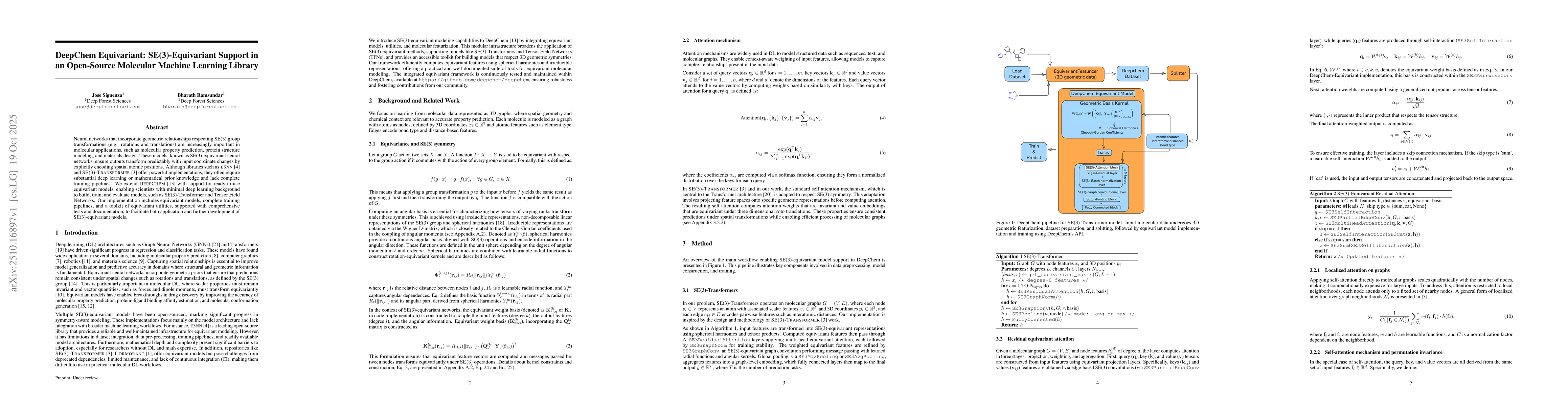 Thumbnail for DeepChem Equivariant: SE(3)-Equivariant Support in an Open-Source
  Molecular Machine Learning Library