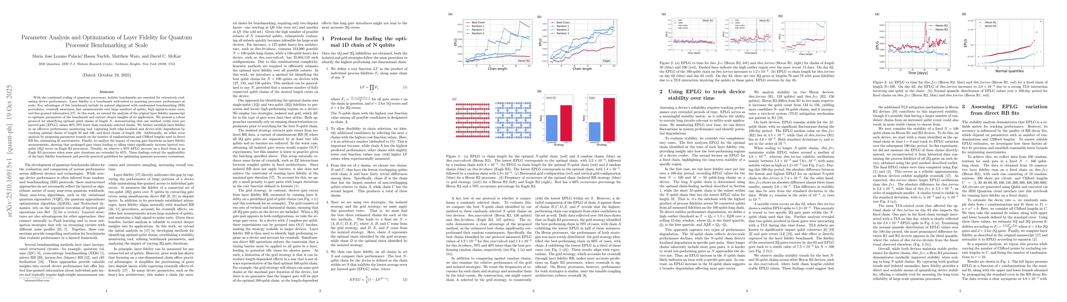 Thumbnail for Parameter Analysis and Optimization of Layer Fidelity for Quantum
  Processor Benchmarking at Scale