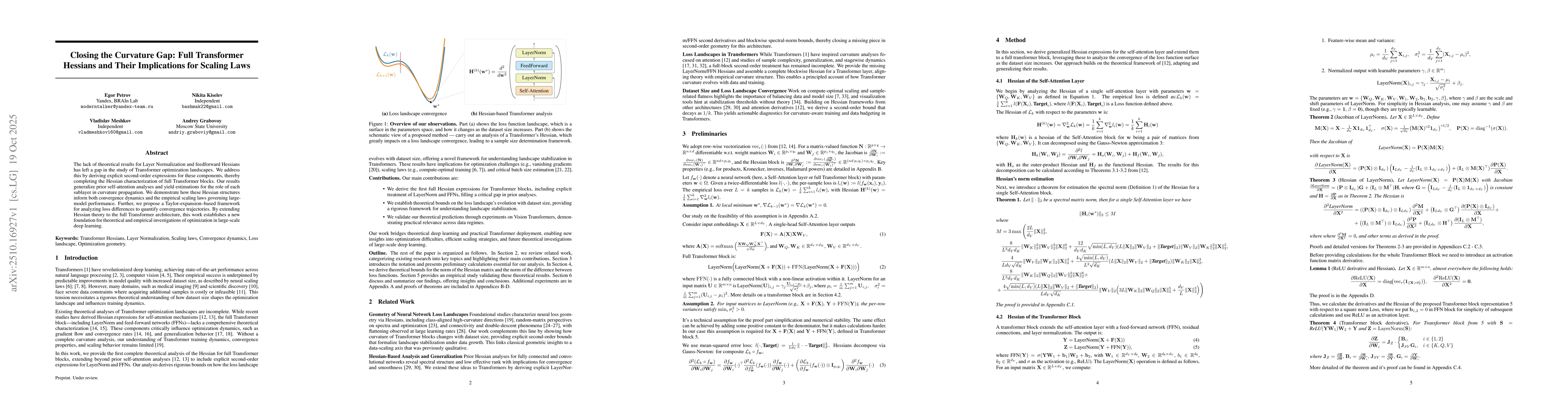 Thumbnail for Closing the Curvature Gap: Full Transformer Hessians and Their
  Implications for Scaling Laws