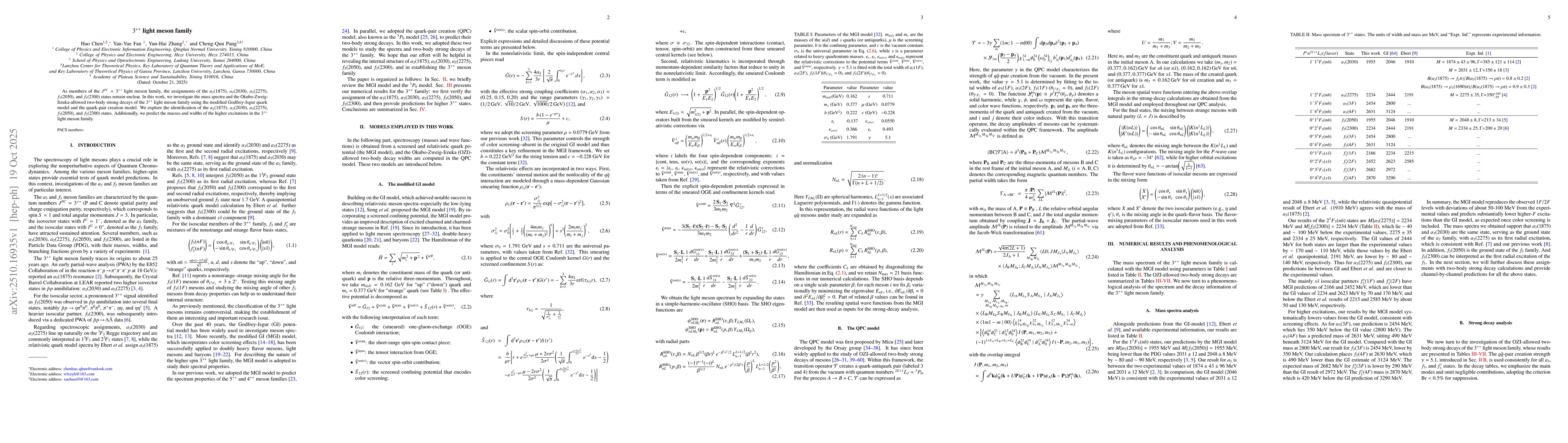 Thumbnail for $3^{++}$ light meson family