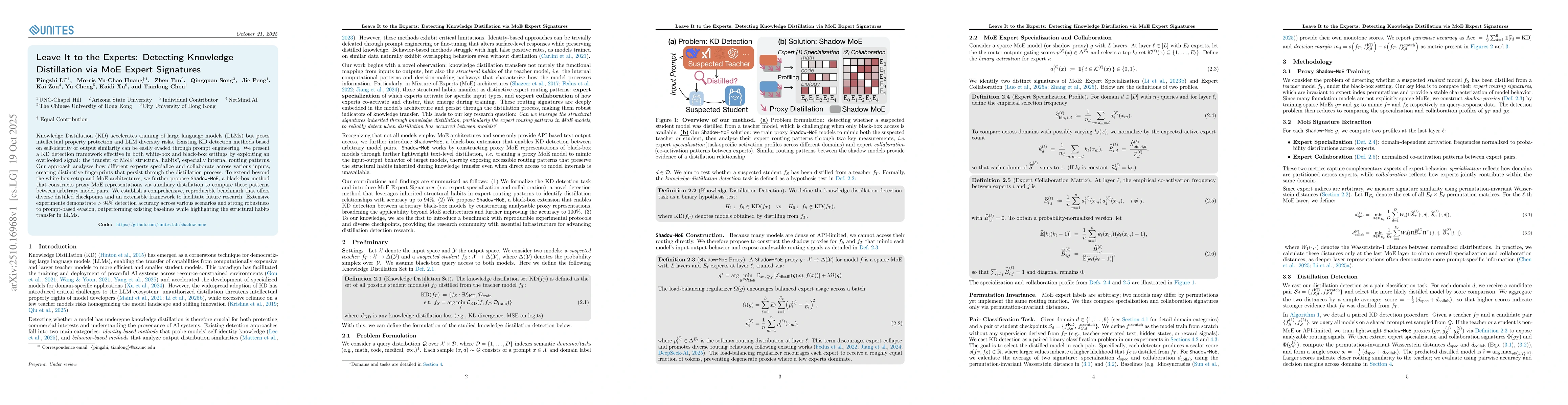 Thumbnail for Leave It to the Experts: Detecting Knowledge Distillation via MoE Expert
  Signatures