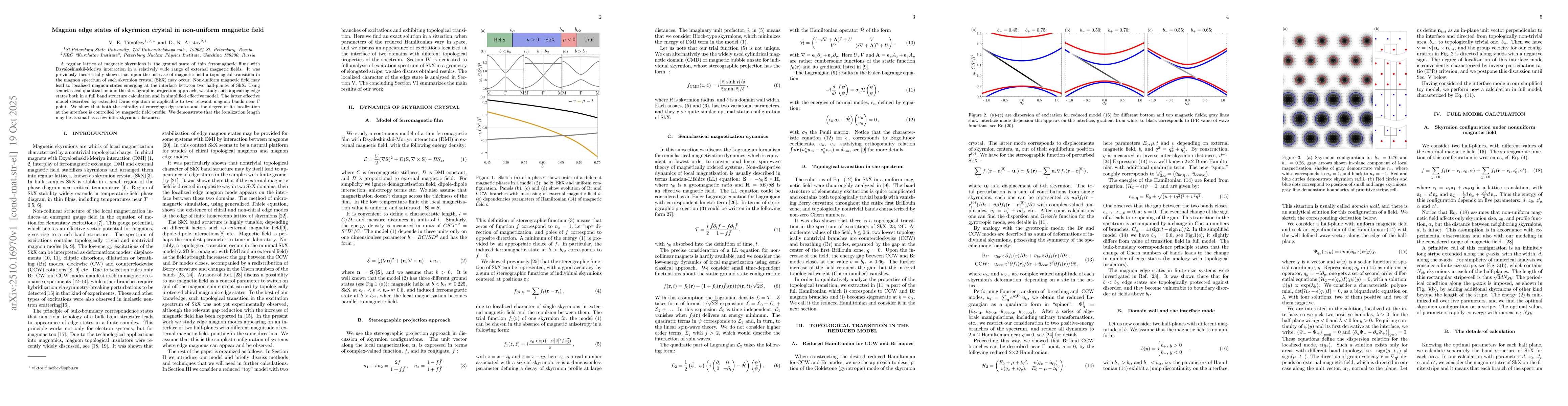 Thumbnail for Magnon edge states of skyrmion crystal in non-uniform magnetic field