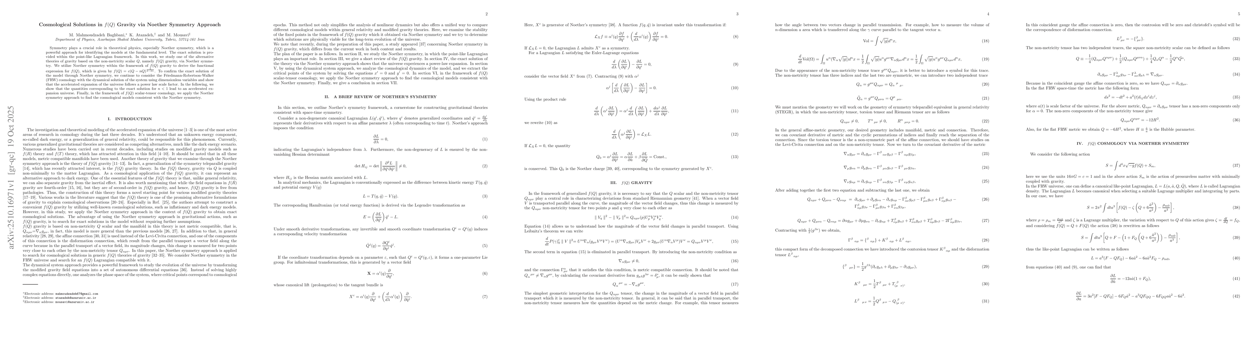 Thumbnail for Cosmological solutions in $f(Q)$ gravity via Noether symmetry approach