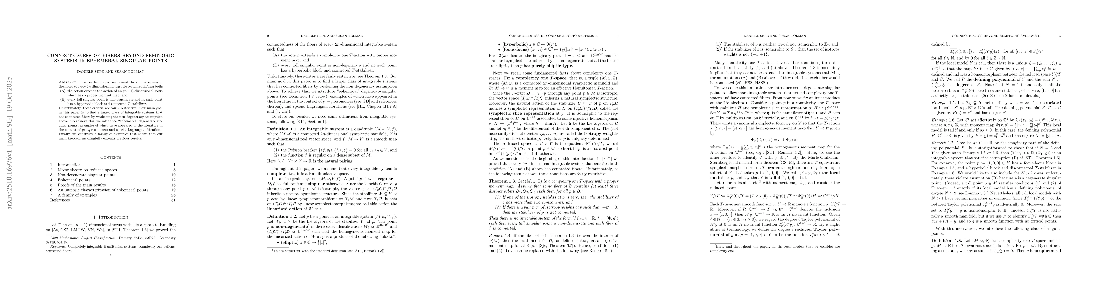 Thumbnail for Connectedness of fibers beyond semitoric systems II: ephemeral singular
  points