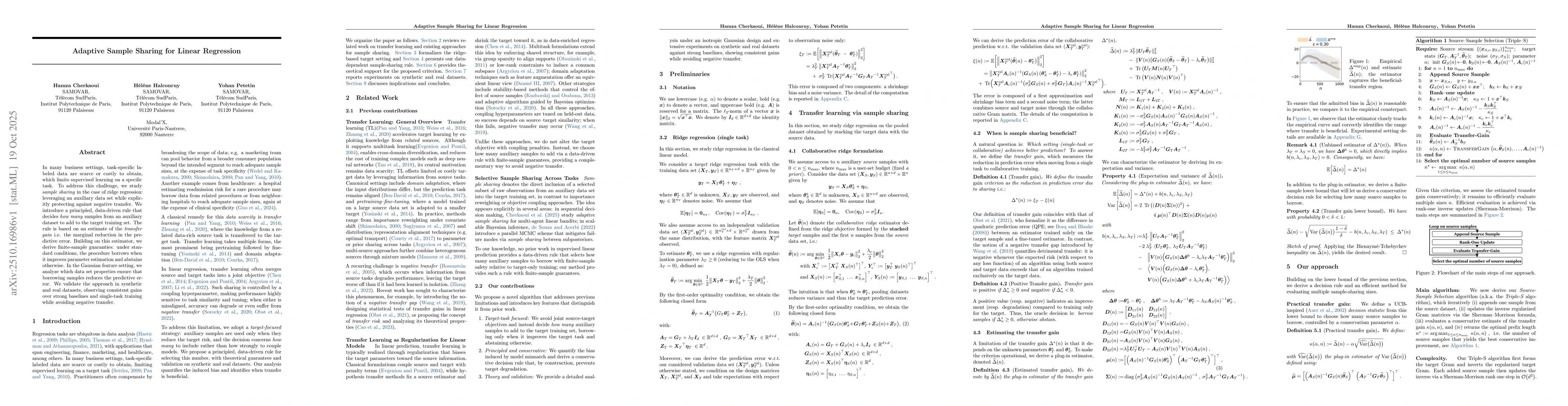 Thumbnail for Adaptive Sample Sharing for Linear Regression