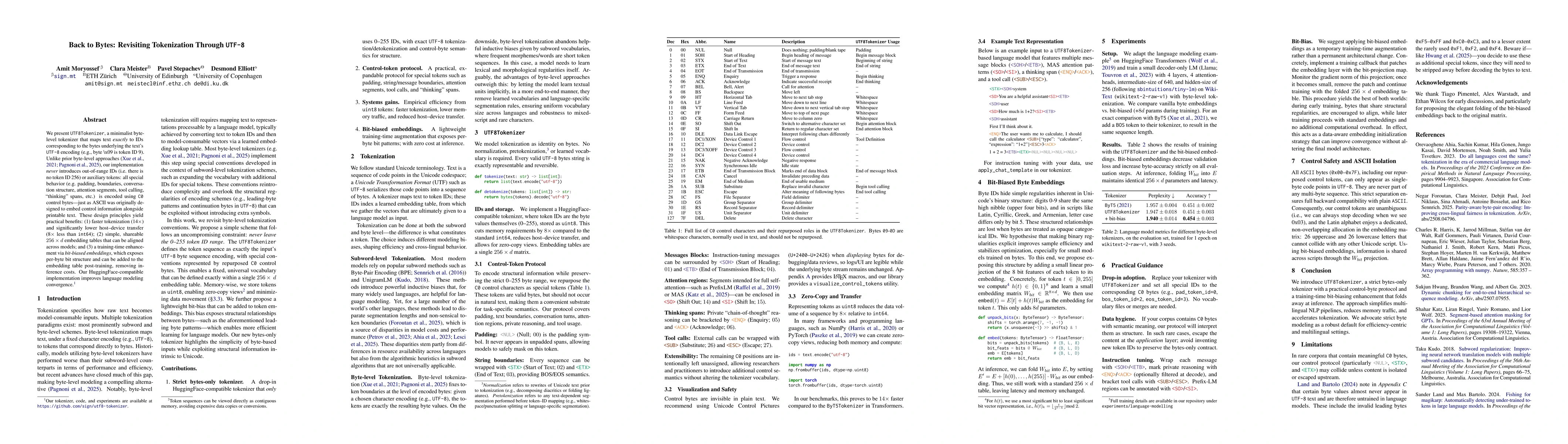 Thumbnail for Back to Bytes: Revisiting Tokenization Through UTF-8