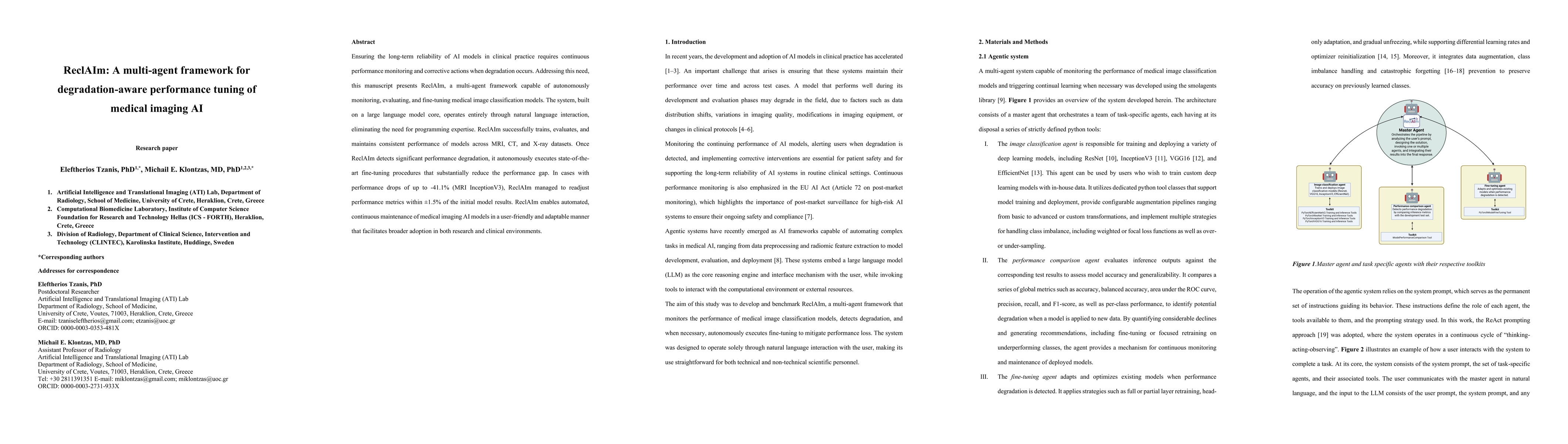 Thumbnail for ReclAIm: A multi-agent framework for degradation-aware performance
  tuning of medical imaging AI