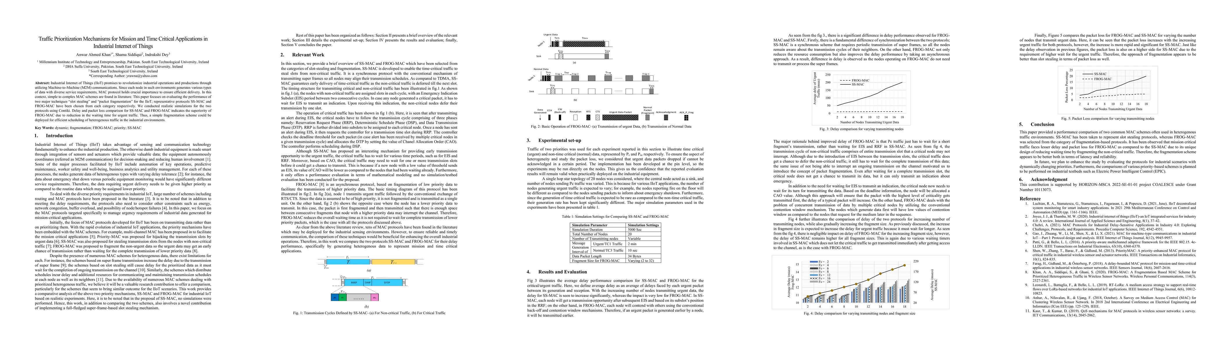 Thumbnail for Traffic Prioritization Mechanisms for Mission and Time Critical
  Applications in Industrial Internet of Things