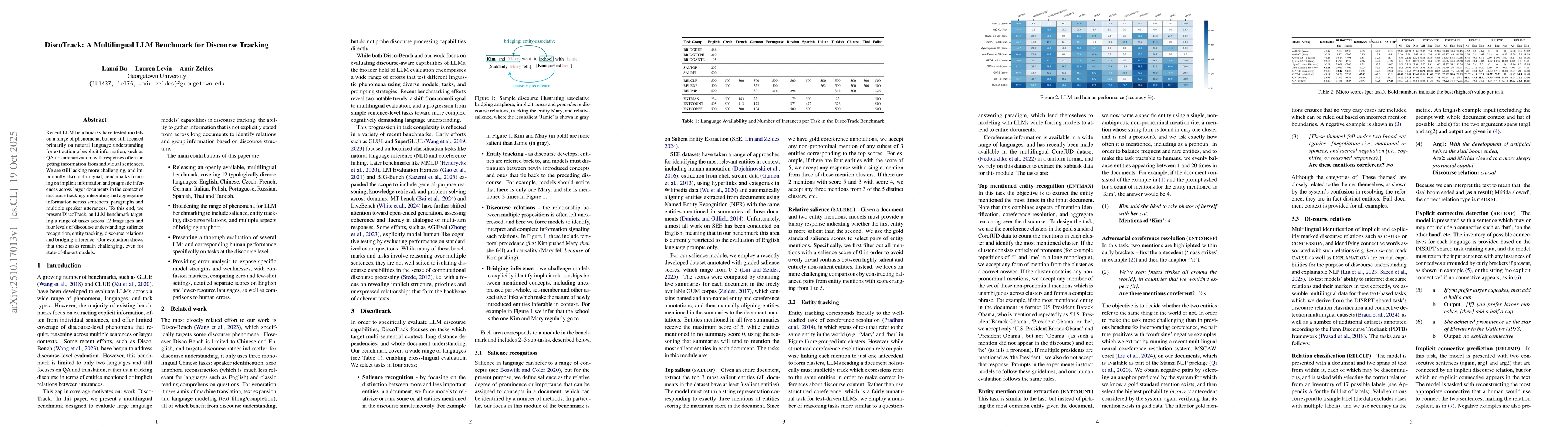 Thumbnail for DiscoTrack: A Multilingual LLM Benchmark for Discourse Tracking