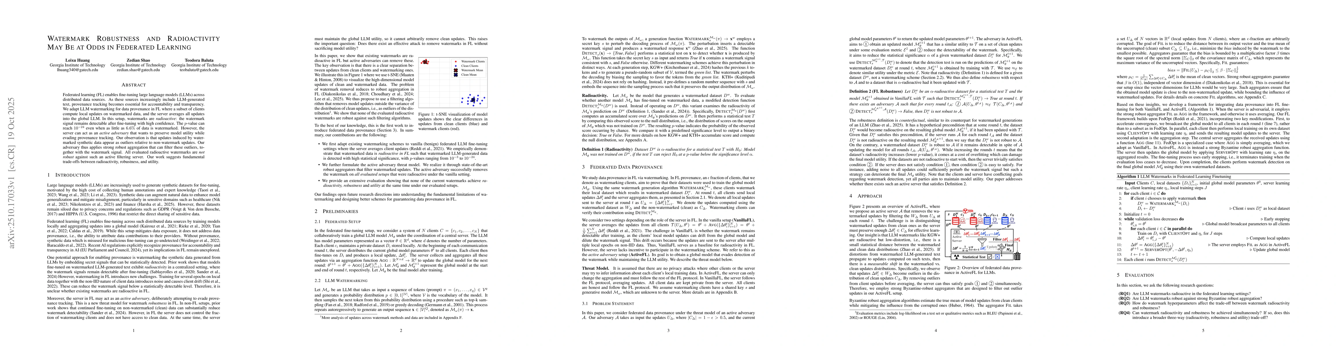 Thumbnail for Watermark Robustness and Radioactivity May Be at Odds in Federated
  Learning