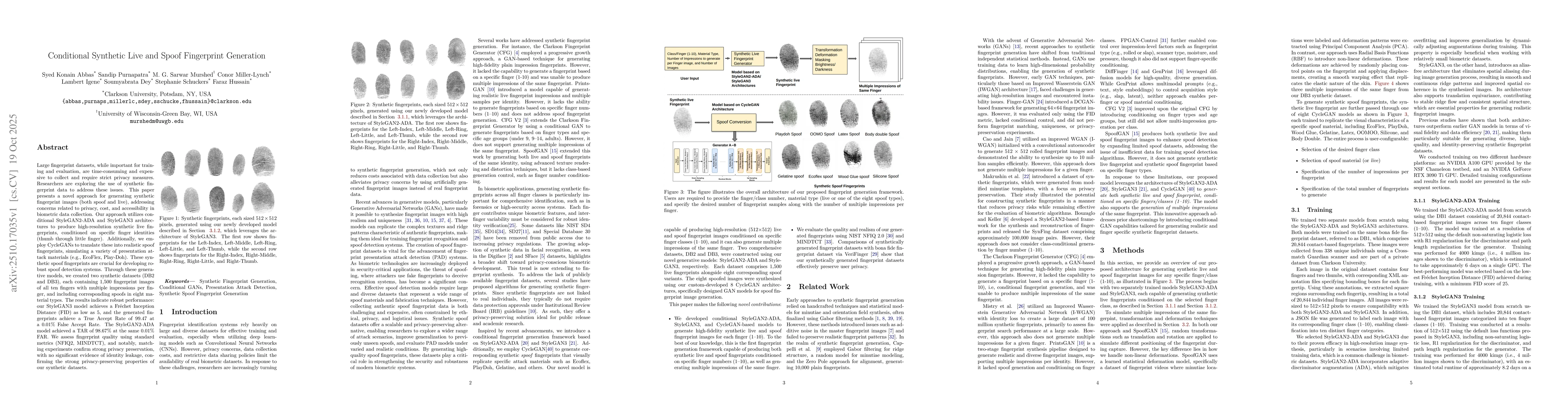 Thumbnail for Conditional Synthetic Live and Spoof Fingerprint Generation